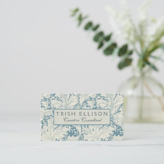 William Morris Wallflower Blue Damask Visitenkarte (Stehend Vorderseite)