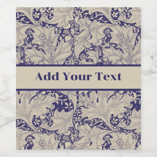 William Morris Wallflower Blue Damask Weinetikett (Einzelnes Label)