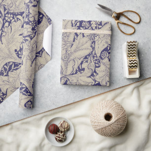 William Morris Wallflower Muster Antik Blau Geschenkpapier