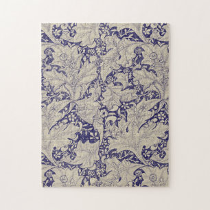 William Morris Wallflower Muster Antique Blau Puzzle