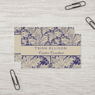 William Morris Wallflower Muster Antique Blau Visitenkarte