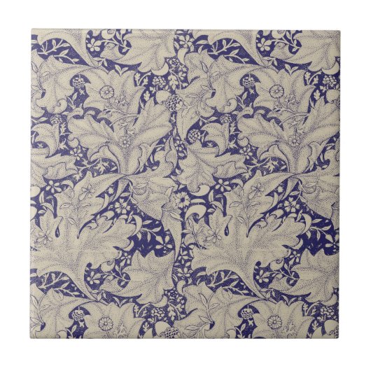 William Morris Wallflower Muster Antiques Blau Fliese (Vorderseite)