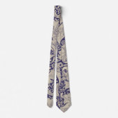 William Morris Wallflower Muster Antiques Blau Krawatte (Rückseite)