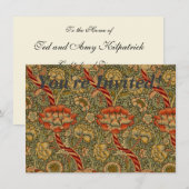William Morris Wandle English Floral Damask Design Einladung (Vorne/Hinten)