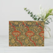 William Morris Wandle English Floral Damask Design Einladung (Stehend Vorderseite)