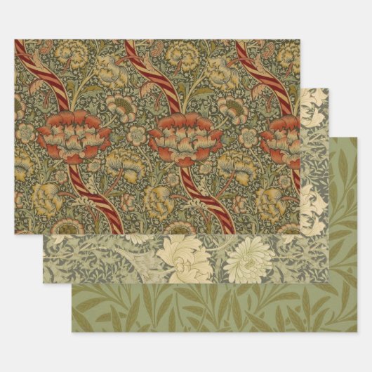 William Morris Wandle English Floral Damask Design Geschenkpapier Set (Set)