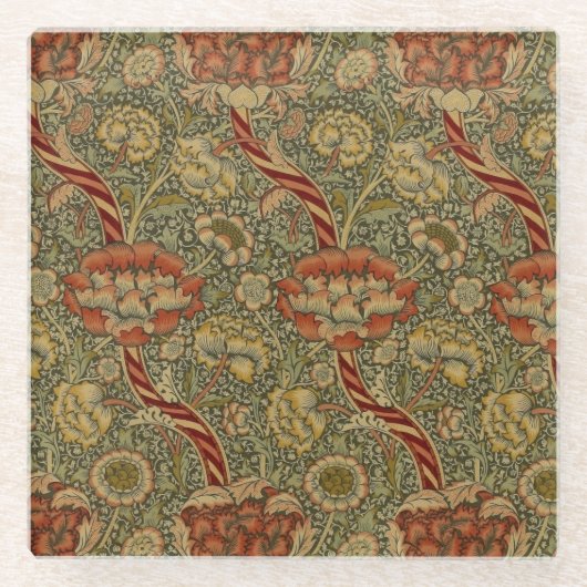 William Morris Wandle English Floral Damask Design Glasuntersetzer (Vorderseite)