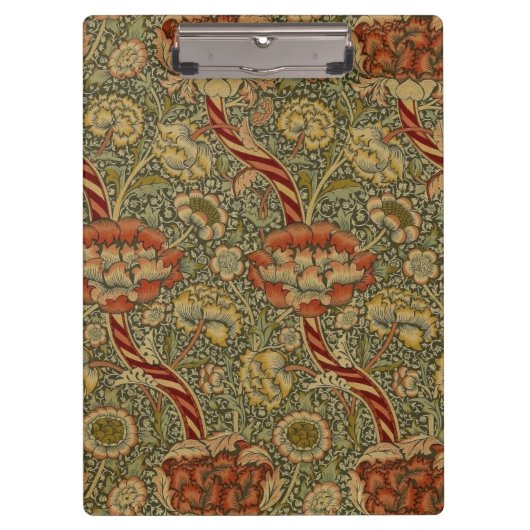 William Morris Wandle English Floral Damask Design Klemmbrett (Vorderseite)