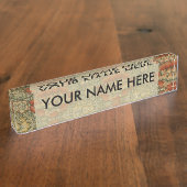 William Morris Wandle English Floral Damask Design Namensplakette (Seite)