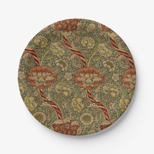William Morris Wandle English Floral Damask Design Pappteller (Vorderseite)
