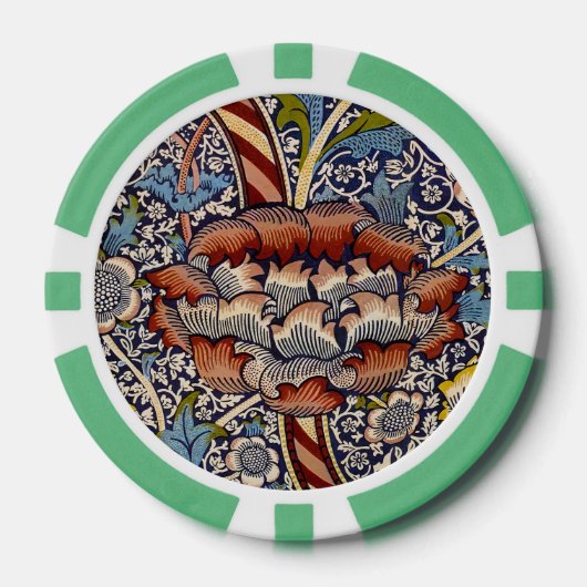 William Morris Wandle English Floral Damask Design Pokerchips (Vorderseite)