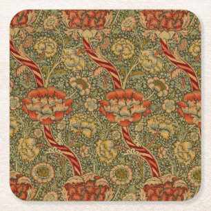 William Morris Wandle English Floral Damask Design Rechteckiger Pappuntersetzer