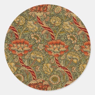 William Morris Wandle English Floral Damask Design Runder Aufkleber