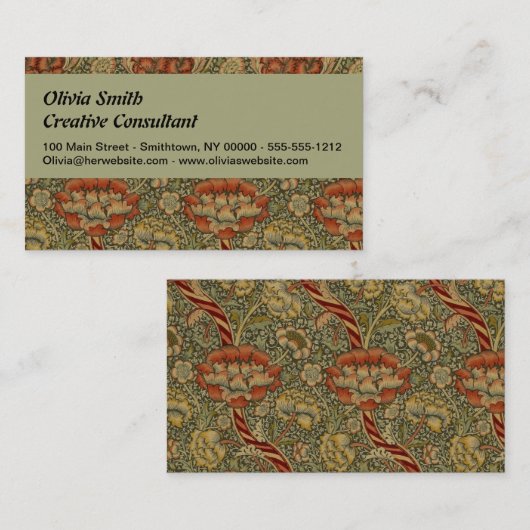 William Morris Wandle English Floral Damask Design Visitenkarte (Vorne/Hinten)