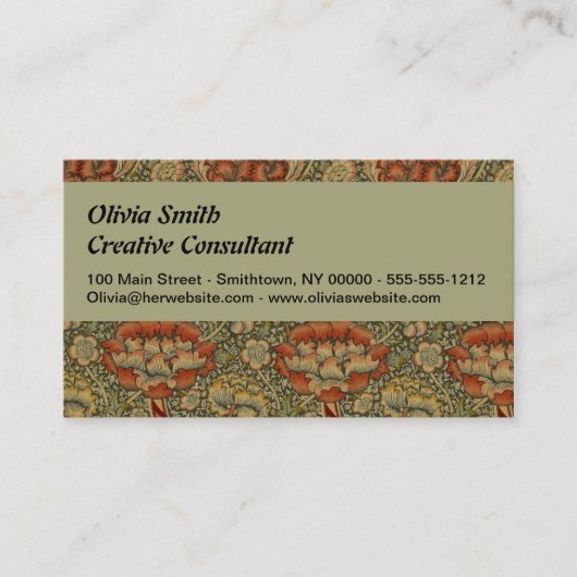 William Morris Wandle English Floral Damask Design Visitenkarte (Vorderseite)