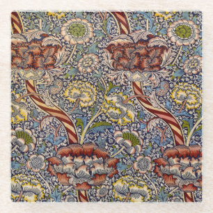 William Morris Wandle Navy Blaues Blumenkunstwerk Glasuntersetzer