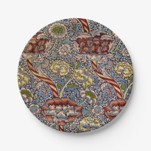 William Morris Wandle Navy Blaues Blumenkunstwerk Pappteller