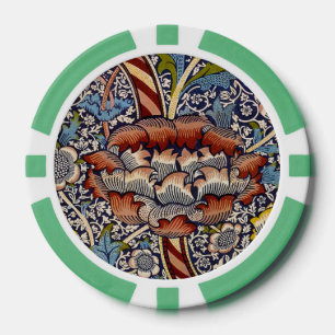 William Morris Wandle Navy Blaues Blumenkunstwerk Pokerchips