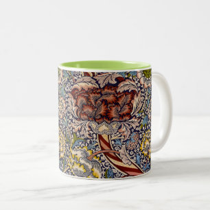 William Morris Wandle Navy Blaues Blumenkunstwerk Zweifarbige Tasse