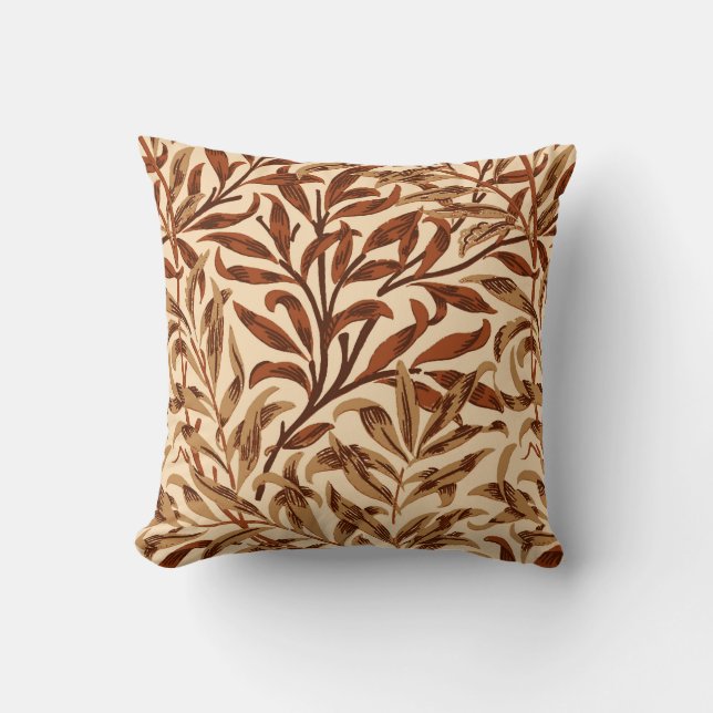 William Morris-Weide-Ast, Brown und Beige Kissen (Vorderseite)