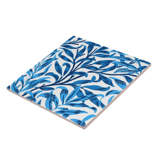 William Morris-Weide-Ast, Kobalt-Blau u. Weiß Fliese (Seite)