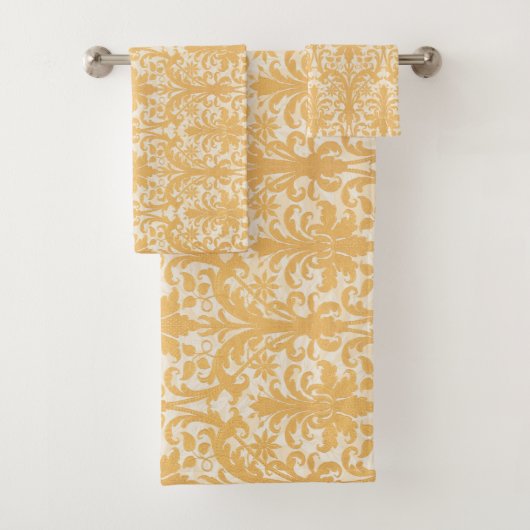 William Morris Weide & Gold Damast Luxus Badhandtuch Set (Insitu)