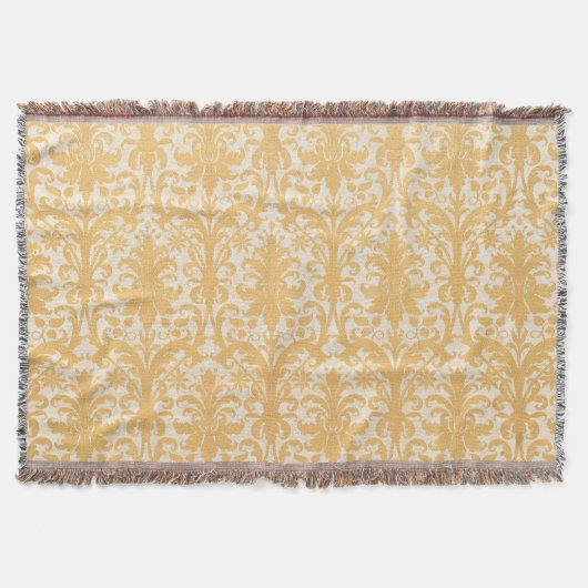 William Morris Weide & Gold Damast Luxus Decke (Vorderseite)