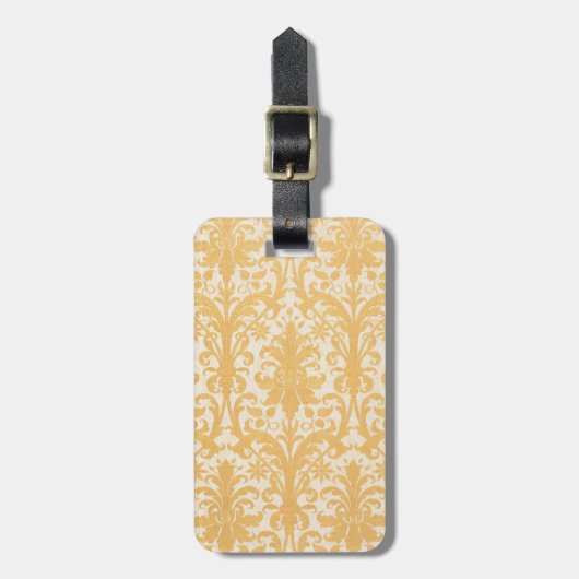 William Morris Weide & Gold Damast Luxus Gepäckanhänger (Vorderseite vertikal)
