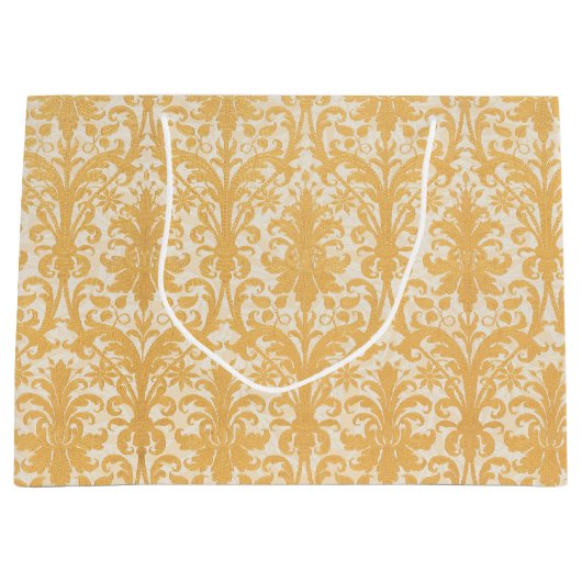 William Morris Weide & Gold Damast Luxus Große Geschenktüte (Vorderseite)