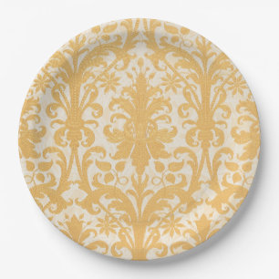 William Morris Weide & Gold Damast Luxus Pappteller
