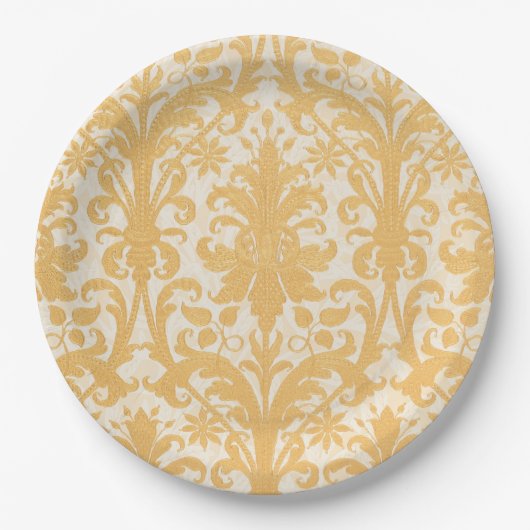 William Morris Weide & Gold Damast Luxus Pappteller (Vorderseite)