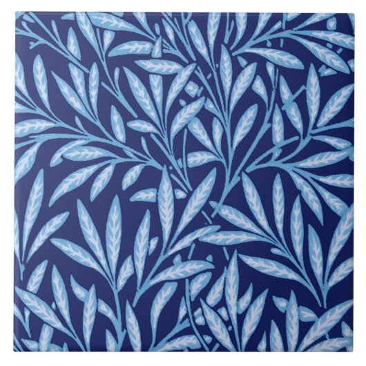 William Morris-Weide-Muster, Kobalt-Blau Fliese (Vorderseite)