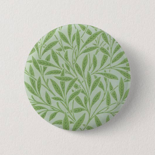William Morris Weidenblüten Klassisches Grün Button (Vorderseite)