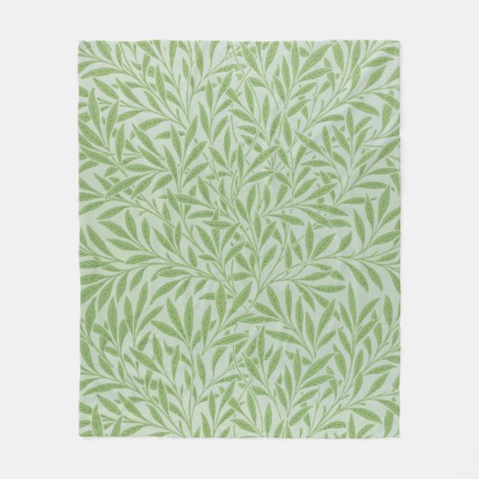 William Morris Weidenblüten Klassisches Grün Fleecedecke (Vorderseite)