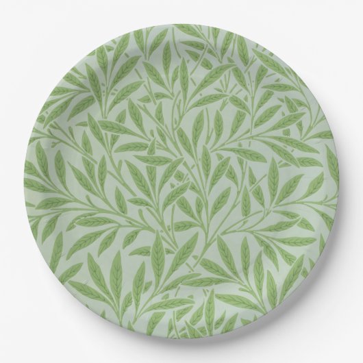 William Morris Weidenblüten Klassisches Grün Pappteller (Vorderseite)