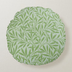 William Morris Weidenblüten Klassisches Grün Rundes Kissen