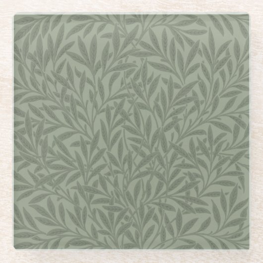 William Morris Weidenmuster Antik Hellgrün Glasuntersetzer (Vorderseite)