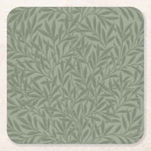 William Morris Weidenmuster Antik Hellgrün Rechteckiger Pappuntersetzer