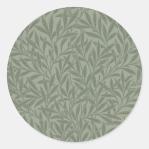 William Morris Weidenmuster Antik Hellgrün Runder Aufkleber