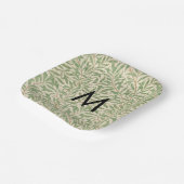 William Morris Weidenzweig Retro-Muster Monogramm Pappteller (Gewinkelt)