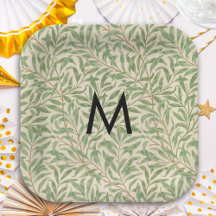 William Morris Weidenzweig Retro-Muster Monogramm