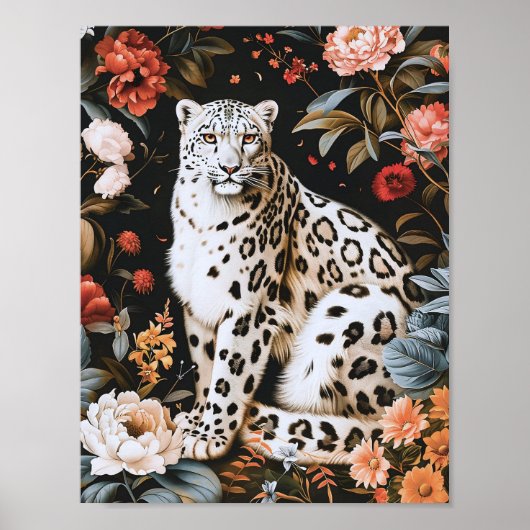 William Morris Weißer Leopard Mit Blumenmuster Poster (Vorne)