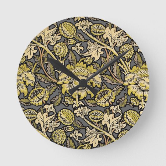 William Morris Wey Floral Wallpaper Runde Wanduhr (Vorderseite)