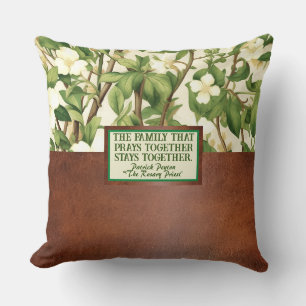 William Morris White Green Floral Religious Zitat Kissen