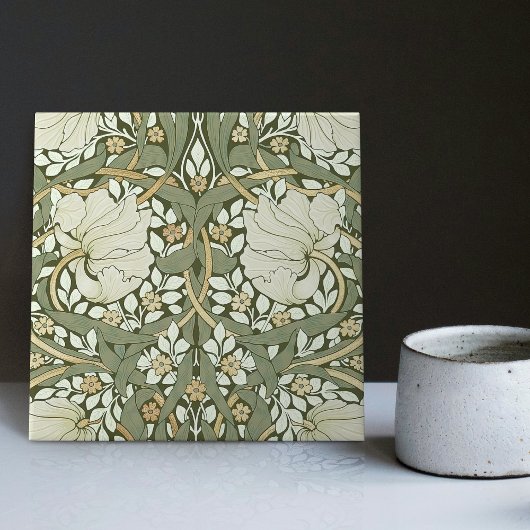 William Morris White Green Pimpernel Vintag Fliese