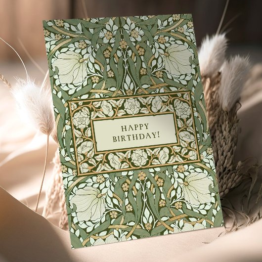 William Morris White und Green Pimpernel Birthday Karte