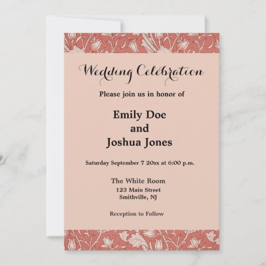 William Morris Wild Tulip Classic Viktorianisch De Einladung (Vorderseite)