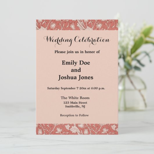 William Morris Wild Tulip Classic Viktorianisch De Einladung (Stehend Vorderseite)