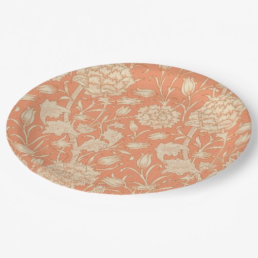 William Morris - Wilde Tulips - Blumenpfirsich Pappteller (Schrägansicht)