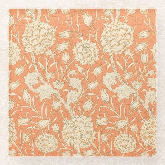 William Morris Wilde Tulpe Vintage Blumenmuster Glasuntersetzer (Vorderseite)